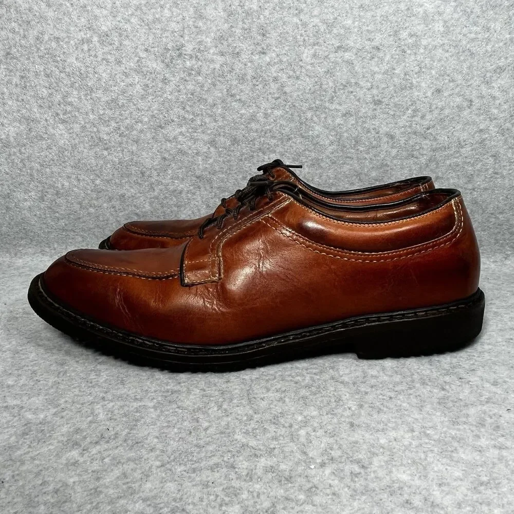 Allen Edmonds Wilbert Mens 11.5 B Cognac‎ Leather Split Toe Derby Dress Shoes